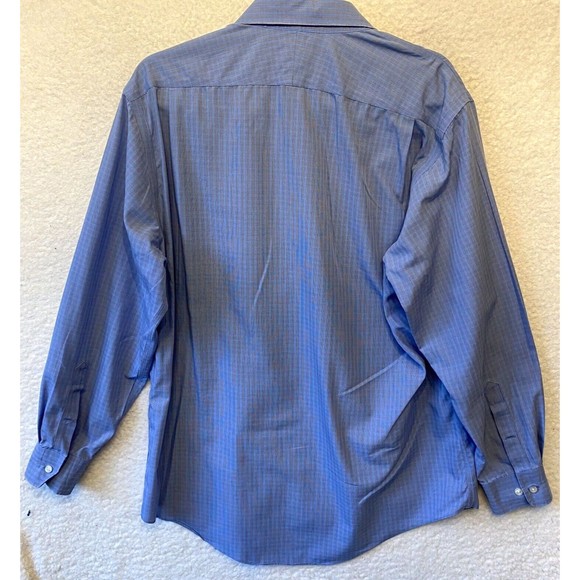 Neiman Marcus long sleeve button‎ down mens plaid shirt Size 16 32/33 Cotton - Picture 7 of 10